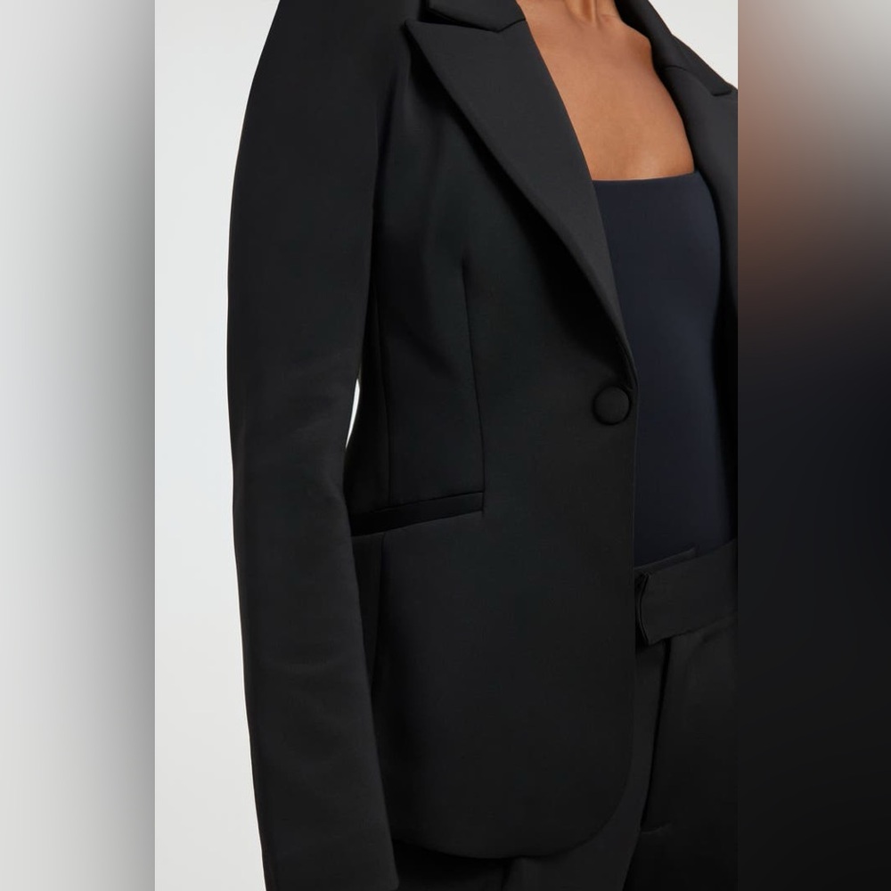 Good American Scuba Tailored Black Blazer Jacket NWT Size Small $189 GJK0112 - Picture 4 of 11